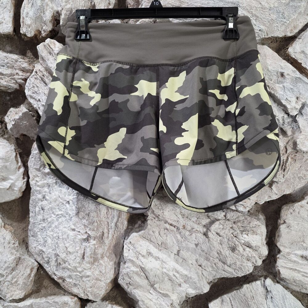 Lululemon 4 Speed Up Mid-Rise Lined Short 4" Heritage 365 Camo Olive Green